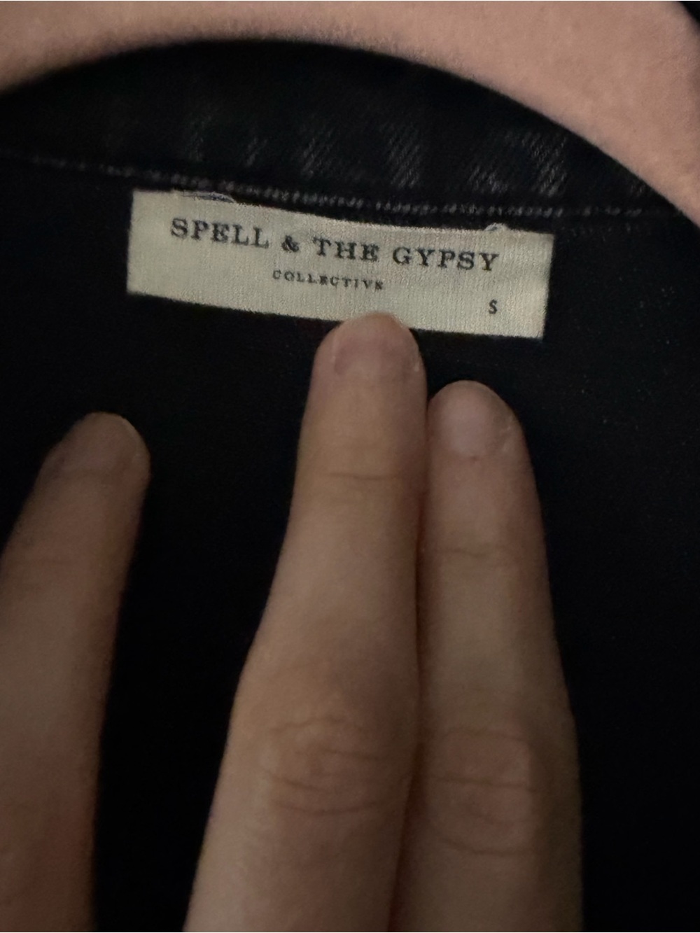 Spell Black Embroidered Beaded Denim Jacket size Small Boyfriend cut - Picture 8 of 13